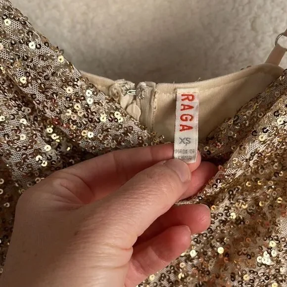 Raga Jumpsuit Womens XS Gold‎ Sequin Spaghetti Strap - Picture 5 of 14